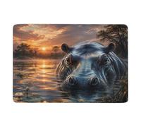 Hippopotamus Forest Double Exposure Area Rug 150 x 100 cm, Soft Non Slip | Non slip area rug as a New Year gift, soft underfoot feel; for bedroom floor styling