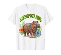 Hippopotamus Groovy Floral Hippo Watercolor Boho Hippo T-Shirt