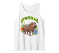 Hippopotamus Groovy Floral Hippo Watercolor Boho Hippo Tank Top