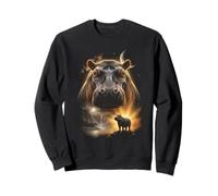 Hippopotamus Howling at the Moon Fantasy Art Forest Graphic Sweatshirt