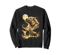 Hippopotamus Howling at the Moon Meme Sweatshirt