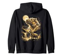 Hippopotamus Howling at the Moon Meme Zip Hoodie