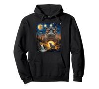 Hippopotamus Howling to The Moon Pullover Hoodie