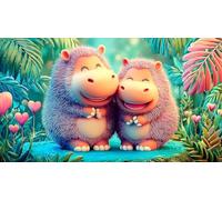 hippopotamus Jigsaw Puzzles 1000 Pieces Fun and Challenging Family Game Puzzle Game Great Gift Idea for The Whole for Women, Gifts for Men 70x50cm/1000pcs