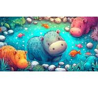 hippopotamus Jigsaw Puzzles 1000 Pieces Fun and Challenging Family Game Puzzle Game Great Gift Idea for The Whole for Women, Gifts for Men 38x52cm/1000pcs