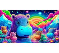 hippopotamus Jigsaw Puzzles 1000 Pieces Fun and Challenging Family Game Puzzle Game Great Gift Idea for The Whole for Women, Gifts for Men 38x52cm/1000pcs