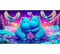 hippopotamus Jigsaw Puzzles 1000 Pieces Fun and Challenging Family Game Puzzle Game Great Gift Idea for The Whole for Women, Gifts for Men 38x52cm/1000pcs