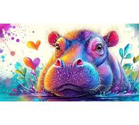 hippopotamus Jigsaw Puzzles 1000 Pieces Fun and Challenging Family Game Puzzle Game Great Gift Idea for The Whole for Women, Gifts for Men 38x52cm/1000pcs