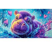 hippopotamus Jigsaw Puzzles 1000 Pieces Fun and Challenging Family Game Puzzle Game Great Gift Idea for The Whole for Women, Gifts for Men 38x52cm/1000pcs