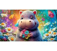 hippopotamus Jigsaw Puzzles 1000 Pieces Fun and Challenging Family Game Puzzle Game Great Gift Idea for The Whole for Women, Gifts for Men 70x50cm/1000pcs