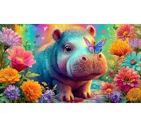 hippopotamus Jigsaw Puzzles 1000 Pieces Fun and Challenging Family Game Puzzle Game Great Gift Idea for The Whole for Women, Gifts for Men 38x26cm/1000pcs
