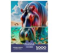 Hippopotamus Jigsaw Puzzles for Adults Challenging Puzzle Games The Impossible Challenge 1000 Piece Difficult Hard Jigsaw Puzzles for Man And Woman with Letters on Back 38x26cm/1000pcs