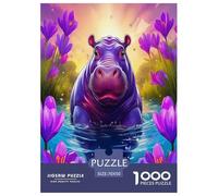 Hippopotamus Jigsaw Puzzles for Adults Challenging Puzzle Games The Impossible Challenge 1000 Pieces Difficult Hard Jigsaw Puzzles for Man And Woman with Letters on Back 70x50cm/1000pcs