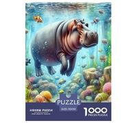 Hippopotamus Jigsaw Puzzles Great Gift for Adults 1000 Pieces Fun Challenging Home Decors Wildlife Jigsaw Puzzle for Women Men Adult 70x50cm/1000pcs