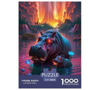 Hippopotamus Jigsaw Puzzles Puzzle for Adults Kids. 1000 Piece Great Gifts Challenge Toy Educational Game Home Decoration for Educational Games Gifts 38x26cm/1000pcs