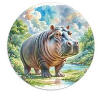 Hippopotamus Jigsaw Puzzles Puzzle for Adults Kids. 1000 Pieces Great Gifts Challenge Toy Educational Game Home Decoration for Adults& Kids Age 14 Years Up 1000pcs (67.5x67.5cm)