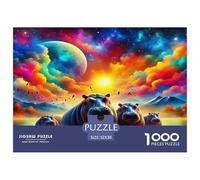 Hippopotamus Jigsaw Puzzles Puzzle for Adults Kids. 1000 Pieces Great Gifts Challenge Toy Educational Game Home Decoration for Educational Games Gifts 52x38cm/1000pcs