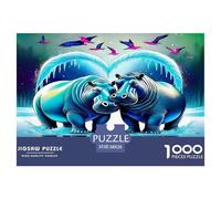Hippopotamus Jigsaw Puzzles Puzzles for Adults Kids. 1000 Piece Great Gifts Challenge Toy Educational Game Home Decoration for Adults& Kids Age 14 Years Up 38x26cm/1000pcs