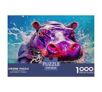 Hippopotamus Jigsaw Puzzles Puzzles for Adults Kids. 1000 Piece Great Gifts Challenge Toy Educational Game Home Decoration for Adults& Kids Age 14 Years Up 38x26cm/1000pcs