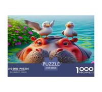 Hippopotamus Jigsaw Puzzles Puzzles for Adults Kids. 1000 Pieces Great Gifts Challenge Toy Educational Game Home Decoration for Educational Games Gifts 38x26cm/1000pcs