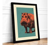 Hippopotamus Presence Rustic Framed Wall Art Print A1 (84.1×59.4cm) Black, Wall Decor for Living Room, Bedroom, Office & Home, Ready to Hang, Art Gift