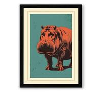 Hippopotamus Presence Rustic Framed Wall Art Print A3 (42×29.7cm) Black, Wall Decor for Living Room, Bedroom, Office & Home, Ready to Hang, Art Gift