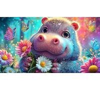 hippopotamus Recycled Paper Jigsaw Puzzle 1000 Pieces Great Gift Idea Educational Games for The Whole for Women, Gifts for Men 38x52cm/1000pcs