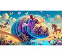 hippopotamus Recycled Paper Jigsaw Puzzle 1000 Pieces Great Gift Idea Educational Games for The Whole for Women, Gifts for Men 70x50cm/1000pcs