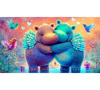 hippopotamus Recycled Paper Jigsaw Puzzle 1000 Pieces Great Gift Idea Educational Games for The Whole for Women, Gifts for Men 38x26cm/1000pcs