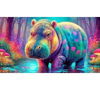 hippopotamus Recycled Paper Jigsaw Puzzle 1000 Pieces Great Gift Idea Educational Games for The Whole for Women, Gifts for Men 38x26cm/1000pcs