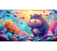hippopotamus Recycled Paper Jigsaw Puzzle 1000 Pieces Great Gift Idea Educational Games for The Whole for Women, Gifts for Men 38x52cm/1000pcs