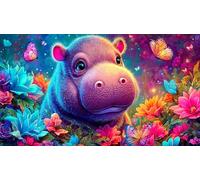 hippopotamus Recycled Paper Jigsaw Puzzle 1000 Pieces Great Gift Idea Educational Games for The Whole for Women, Gifts for Men 38x52cm/1000pcs