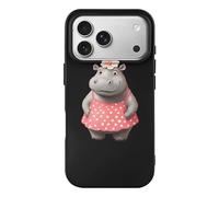 Hippopotamus With Polka Dot Skirt Flowers Case Compatible with iPhone 17/17 Air/17 Pro/17 Pro Max TPU Protective Cover Anti-Scratch