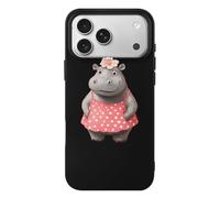 Hippopotamus With Polka Dot Skirt Flowers Case Compatible with iPhone 17/17 Air/17 Pro/17 Pro Max TPU Protective Cover Anti-Scratch