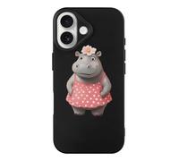 Hippopotamus With Polka Dot Skirt Flowers Case Compatible with iPhone 17/17 Air/17 Pro/17 Pro Max TPU Protective Cover Anti-Scratch