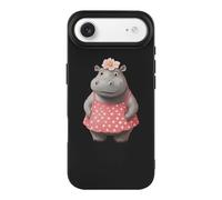 Hippopotamus With Polka Dot Skirt Flowers Case Compatible with iPhone 17/17 Air/17 Pro/17 Pro Max TPU Protective Cover Anti-Scratch