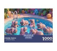 Hippopotamus1000 Pieces Jigsaw Puzzles for Adults Educational Games Swimming PoolFun And Challenging for Home Decoration Great Gift Idea38x26cm/1000pcs