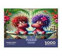 Hippopotamus1000Piece JigsawPuzzlesAnimal Hippopotamus ForAdults Challenging LargePiecePuzzles Age12+byth EducationalGame Uncover The Puzzle 70x50cm/1000pcs