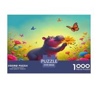 Hippopotamus1000Piece JigsawPuzzlesAnimal Hippopotamus KidsforAdult Challenging Brainteasing Age12+byth HomeDecoration Uncover The Puzzle 38x26cm/1000pcs