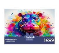 Hippopotamus1000Piece JigsawPuzzleswildlife ForAdults Challenging LargePiecePuzzles Age12+byth EducationalGame Uncover The Puzzle 38x26cm/1000pcs