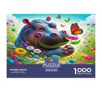 Hippopotamus1000Piece JigsawPuzzleswildlife KidsforAdult Challenging Brainteasing Age12+byth Challenging The Impossible Difficult Game Uncover The Puzzle 70x50cm/1000pcs