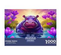 Hippopotamus1000Piece JigsawPuzzleswildlife KidsforAdult Challenging Brainteasing Age12+byth HomeDecoration Uncover The Puzzle 38x26cm/1000pcs