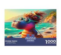 Hippopotamus1000Pieces JigsawPuzzlesAnimal Hippopotamus KidsforAdult Colourful Brainteasing Age12+byth HomeDecoration Uncover The Puzzle 38x26cm/1000pcs