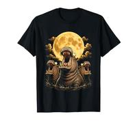 Hippos Howling at The Moon Hippo Vintage Graphic T-Shirt