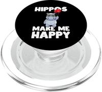 Hippos Make Me Happy Cool Hippo Animals Hippopotamus Lover PopSockets PopGrip for MagSafe