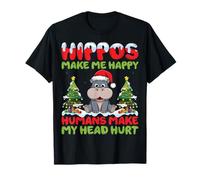 Hippos Make Me Happy Humans - Hippopotamus Christmas T-Shirt