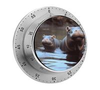Hippos Timer,Chef Cooking Timer Clock, Countdown Reminder No Batteries Required- Exquisite Stainless Steel Body for Exercise Outdoors