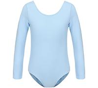 HIPPOSEUS Girls' Team Basic Long Sleeve Leotard for Ballet Dance Gymnastics Toddler Bodysuit Dancewear, AM0019-Blue, 10-11 Years