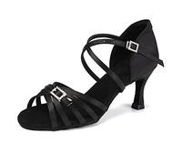 HIPPOSEUS Latin Dance Shoes for Women 3 Inch Heel Black Ballroom Salsa Open Toe Dancing Heels, 5.5 UK