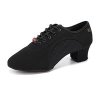 HIPPOSEUS Modern Dance Shoes for Women Split Sole Black Training Low Heel Ballroom Latin Salsa Dance Practice Shoes,Size 8 UK